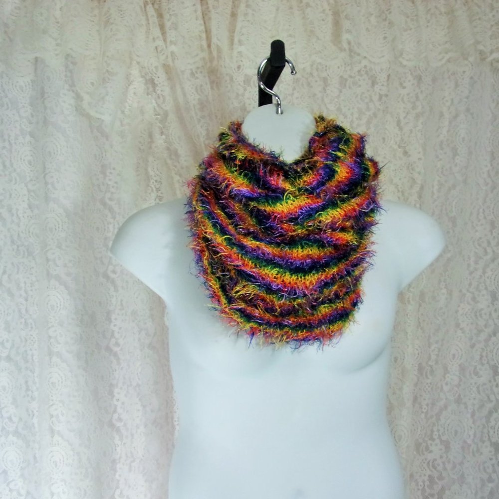 Rainbow Eyelash Scarf/Wrap/Hoodie NWOT